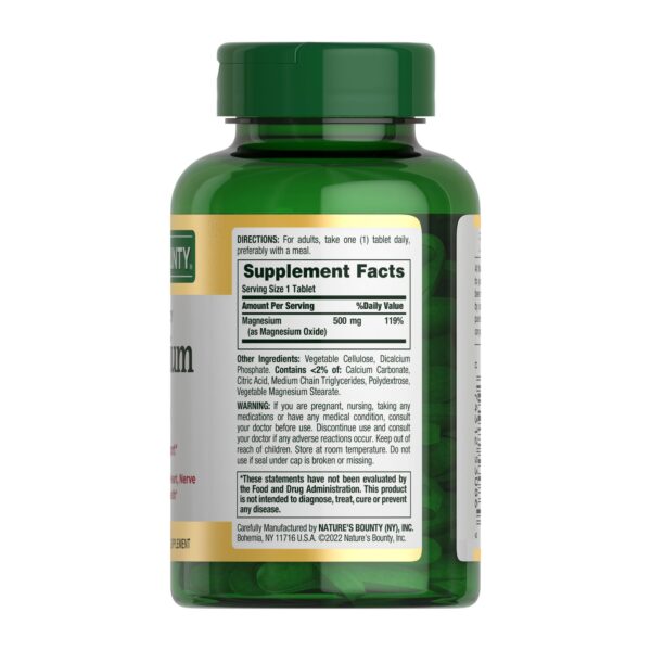 Nature's Bounty Magnesium, Bone and Muscle Health, Whole Body Support, Tablets, 500 Mg, 200 Ct - Image 7